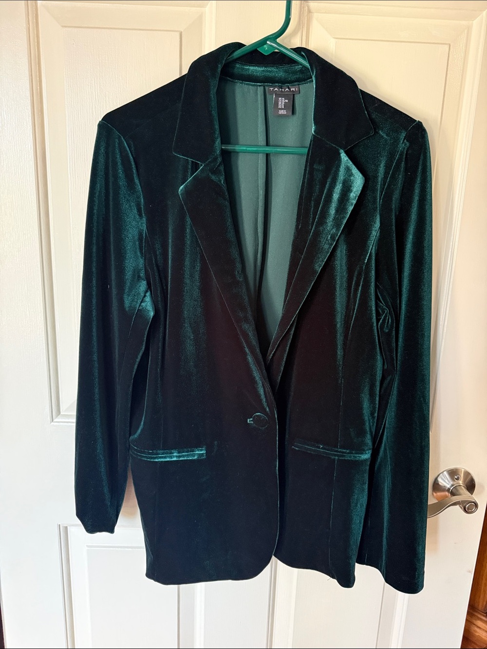 Tahari Emerald Green Velvet Blazer-Size XL